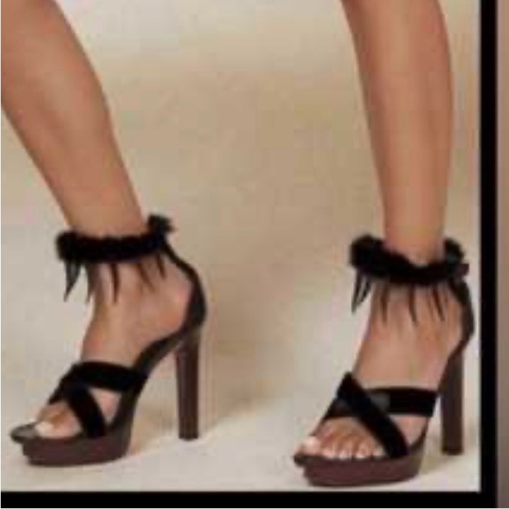 Yves Saint Laurent Black Ankle Strap Heels